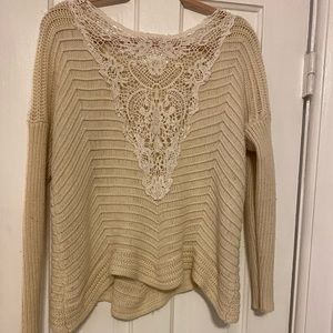 Boho Altar’d State Sweater (lace open back detail) and chevron hemline